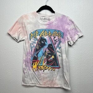Def Leppard Tie Dye Womens T-Shirt Size Small 100% Cotton Breathable